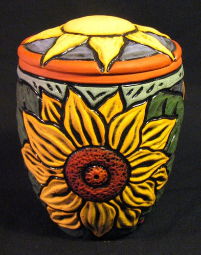 Deb LeAir - Hand Carved Clay - Sunflower Keepsake Urn