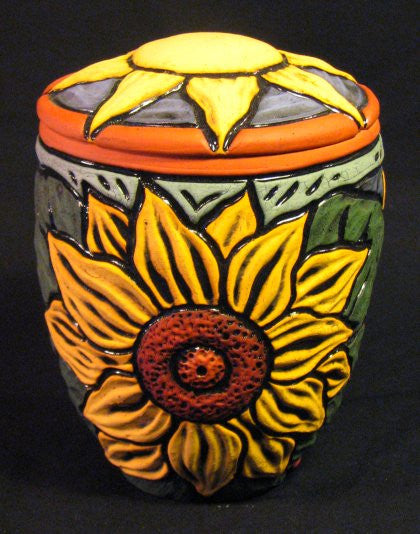 Deb LeAir - Hand Carved Clay - Sunflower Keepsake Urn