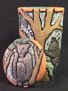 Deb LeAir - Hand Carved Clay - Cat with Tree