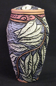 Deb LeAir - Hand Carved Clay - Blue Willow Pet Urn