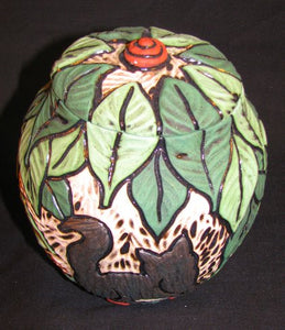 Deb LeAir - Hand Carved Clay - Cat and New Leaf Pet Urn