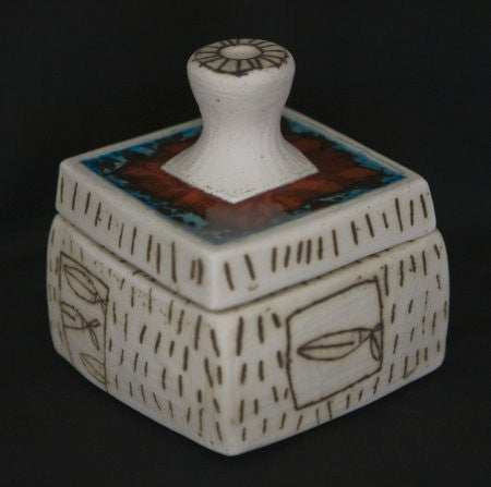 Nina Bernardi - Small Off-White with Brown Fish Etchings