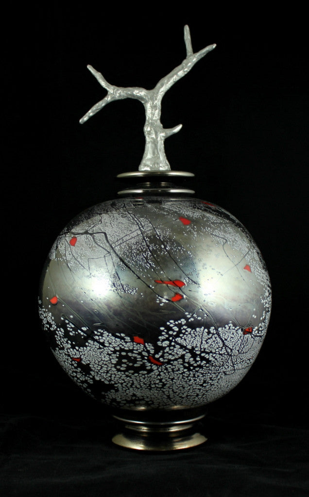 Chicago Glassworks - Zimska Jabuka Sphere (large) w/ alum branch