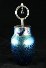 Elaine Hyde Art Glass - Small Amphora - blue floral urn