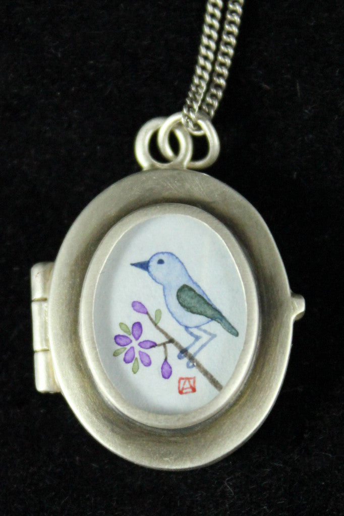 Ananda Khalsa -Small Locket - Bluebird, sterling silver