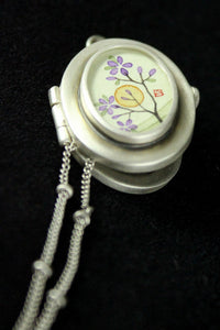 Ananda Khalsa -Small Locket - Plum blossom/sun, sterling silver