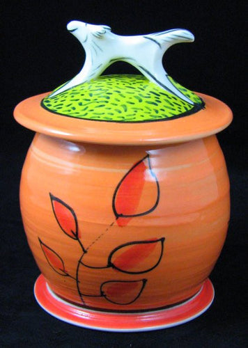 Parker Kuhns - Small Orange Jar - Running Dog