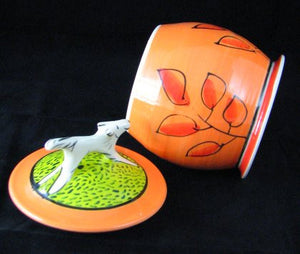 Parker Kuhns - Small Orange Jar - Running Dog